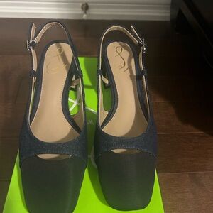 Sam Edelman Tarra Slingback Heels Blue New S 6